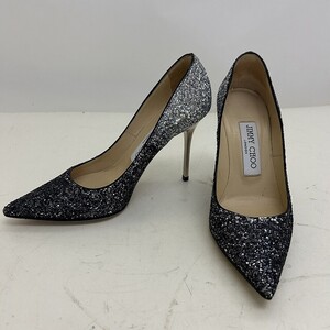 S317-N29-4676 JIMMY CHOO ジミーチュウ 34 ヒール パンプス ラメ 現状品3