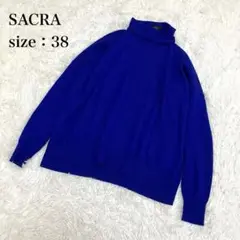 SACRA サクラ ドロップショルダータートルニット ブルー