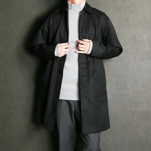 【junhashimoto】ジュンハシモト SV06 SOUTIEN COLLAR SHIRTS サテンカラー ロングシャツ 4 ブラック 新品 タグ付き