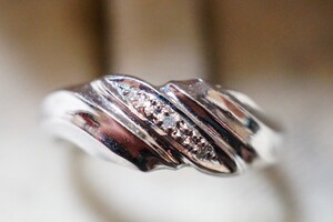 342 天然ダイヤモンド リング 指輪 ヴィンテージ アクセサリー SILVER刻印 天然石 宝石 装飾品