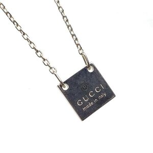 GUCCI グッチ スクエア プレート ネックレス ペンダント シルバー 925 アクセサリー ジュエリー レディース メンズ 管理RY24002837