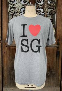 ★I LOVE SG★アイラブシンガポール★半袖★Tシャツ★グレー★メンズ★紳士★サイズXL★コットン100%★