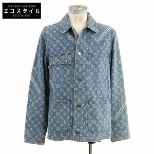 LOUIS VUITTON ルイヴィトン x SUPREMEシュプリーム HDK91WALL Jacquard Denim Chore Coat モノグラムジャカード デニムジャケット 44