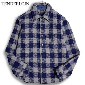 【13aw】 TENDERLOIN テンダーロイン T-BUFFALO CPO JKT SHIRT バッファロー ジャケット ネルシャツ ワークシャツ 刺繍 総チェック BLUE