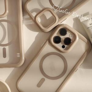 韓国淡色系 clear beige ミルクティー 充電 iphoneケース