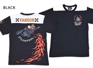 vanson×TOM＆JERRY 天竺半袖Tシャツ◆vanson ブラックXXLサイズ TJV-2420 バンソン ヴァンソン トムとジェリー 刺繍