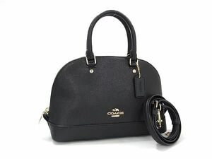 1円 ■極美品■ COACH コーチ F57555 ミニシエラサッチェル レザー 2WAY ハンドバッグ トート ショルダー レディース ブラック系 BL1093