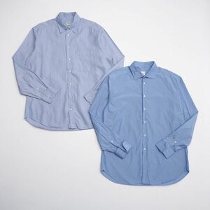 Ｗ0935/0940□アルマーニコレツィオーニ/ARMANI COLLEZIONI*長袖ストライプシャツ2点セット*ブルー系*メンズ*size16 1/2-42-L