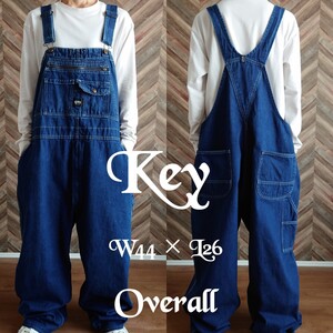 KEY 濃紺デニムオーバーオール/サロペット 古着/実寸W44L26【YOA1390】