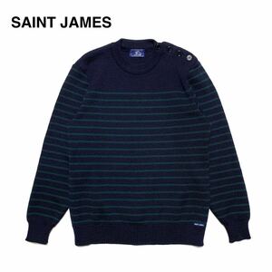 ☆良品 SAINT JAMES セントジェームス 肩ボタン ボーダー ニット セーター フランス製 古着 vintage ヴィンテージ OUESSANT ウエッソン