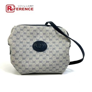 GUCCI グッチ GGプラス ポシェット/斜め掛け オールドグッチ ショルダーバッグ GGPVC/レザー ネイビー レディース【中古】