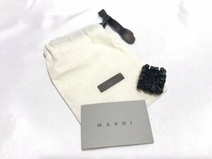 ■【YS-1】 マルニ MARNI ■ ビーズブローチ スクエア ■ ブラック 黒系 縦横3cm ■ 布袋付き 【同梱可能商品】■D