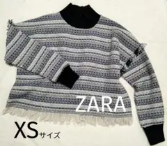 ZARA フリンジ スパンコール 袖リブニット 長袖 XS