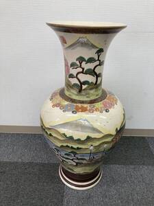 薩摩焼 色絵金彩　東海道五十三次 花瓶　壺 飾り壺　