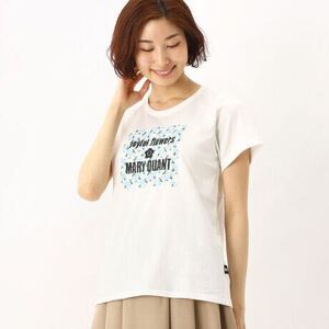 未使用●MARY QUANT マリークワント JOYFUL FLOWERS ロゴ 半袖 Tシャツ/ジョイフル フラワー/デイジー/ホワイト/白/花柄/お花/花★1076-4