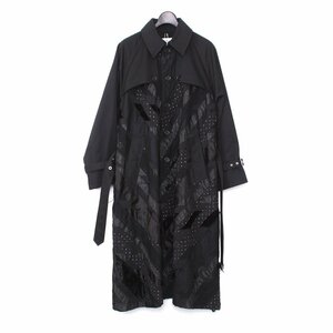 未使用 KIDILL 21AW Crust Trench Coat ブラック サイズ44 KL519 キディル クラストトレンチコート オーバーサイズ