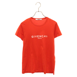 GIVENCHY ジバンシィ デストロイロゴ プリント クルーネック 半袖Tシャツ カットソー レッド レディース BW705Z3Z0Y