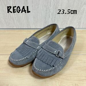 REGAL リーガル　モカシン　23.5㎝　スエード　グレー　刺繍　ステッチ　シューズ 靴　くつ