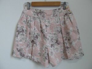 (56406)レディース　花柄　ショート　パンツ　キュロット　ピンク系　36　USED