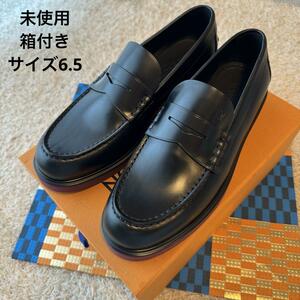 【未使用】LOUIS VUITTON コインローファー レザー ブラック 6.5