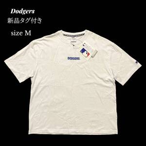 新品 タグ付き Dodgers ビッグロゴ プリント 半袖 Tシャツ Tee クルーネック トップス 白 ホワイト 野球 ドジャース メジャーリーグ M