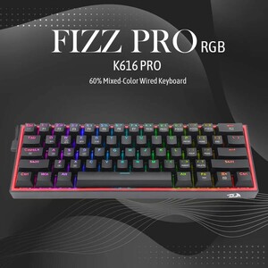 Redragon◇FIZZ PRO K616 - 60% 有線 + 2.4Ghz+BT メカニカルキーボード ブラック(レッドスイッチ)◇新品未使用