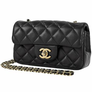 シャネル CHANEL ココマーク チェーン ショルダーバッグ ミニ マトラッセ ショルダーバッグ レザー ブラック レディース 【中古】