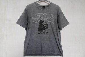 STAR WARS/スターウォーズ/半袖Tシャツ/VADER/ダースベイダー/フロントプリント/モノトーン/色ムラ/チャコールグレー杢/LLサイズ(7/4R)