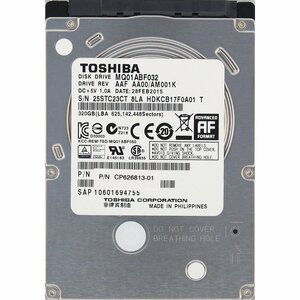 TOSHIBA MQ01ABF032 2.5インチ 7mm SATA600 320GB 2264回 24350時間