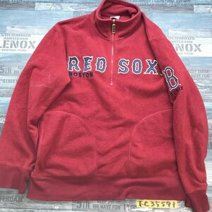 UNIQLO ユニクロ × MLB メンズ レッドソックス ハーフジップ プルオーバー ジャケット 大きいサイズ XL エンジ