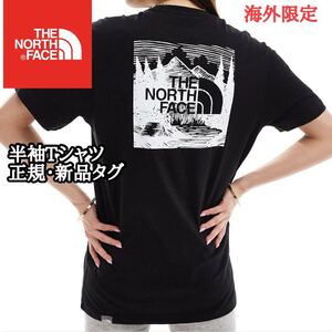 The North Face ノースフェイス Tシャツ 半袖 コットン スクエア アウトドア 黒 ブラック 海外限定 正規品 メンズ レディース M XS