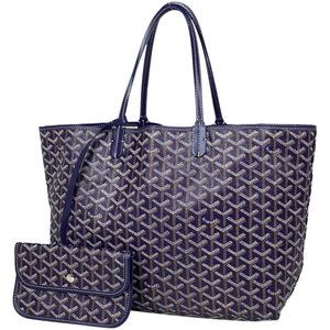 ゴヤール GOYARD サン ルイ PM ショルダーバッグ 総柄 リバーシブル トートバッグ コーティングキャンバス ネイビー レディース 【中古】