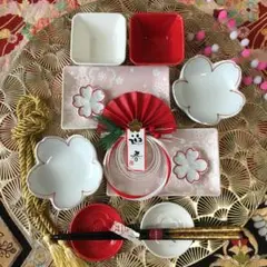 ひな祭り　桜長角皿　小鉢　小皿　桜箸置き　　　　晴れの日　縁起物　お祝い