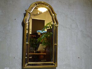 アメリカ『CAROLINA』 木彫金彩ウォールミラー 壁掛け鏡110×63.5cm ♯16
