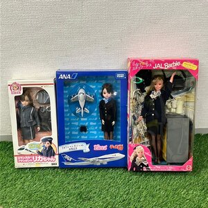 【中古品一部未開封品含む】『12-017』リカちゃん バービー人形 ロマンスカーアテンダント ANA 747 ジャンボジェット チョロQ JAL