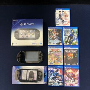 《動作確認済み》SONY PSVITA PCH-2000 Wi-Fiモデル 本体 ソフト7本 保護カバー 計9点セット 箱付属 ブラック PlayStation プレステ ソニー