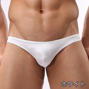 Lサイズ★メンズビキニ ハーフバック モコッリ ストレッチ　男性下着/A05/白