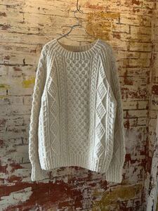 ~70s Loch Garman FISHERMAN SWEATER KNIT ヴィンテージ ビンテージ フィッシャーマンセーター ハンドニット LockGarman 60s 送料無料 XL