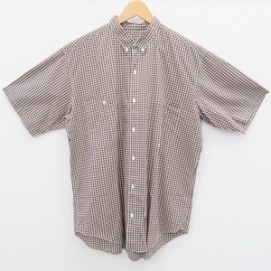 #spc パパス Papas シャツ L 茶 チェック柄 半袖 美品 メンズ [583963]