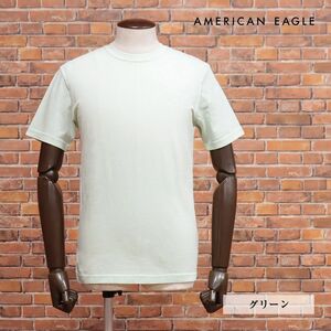 AMERICAN EAGLE/XSサイズ/定番Tシャツ 1164-1542 ジャージー伸縮 無地 イーグル刺繍 クルーネック 半袖 新品/緑/グリーン/ih163/