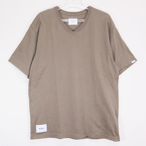 WTAPS ダブルタップス 21SS FLAT/V NECK/COTTON 211ATDT-CSM05 ブイネック Tシャツ フラット グレージュ