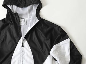 1円★美品★adidas アディダス★メンズビッグトレフォイルウインドブレーカー【FM3757】ブラック黒【本物保証】中古品★ジャケット