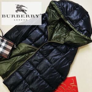 g23超美品　ふんわりダウンを纏う　参考価格10万●BURBERRY リバーシブル●高級ダウン90%ジャケット　バーバリーコート レディース 