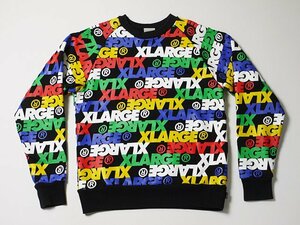 美品◆　X-LARGE　エクストララージ　スウェット　正規品　Sサイズ　ロゴ総柄　トレーナー　スエット　ラグラン　XLARGE