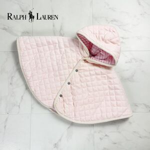 RALPH LAUREN ラルフローレン 子供服 ベビー服 キルティングフード付きポンチョ トップス 薄ピンク サイズ6M*PC254