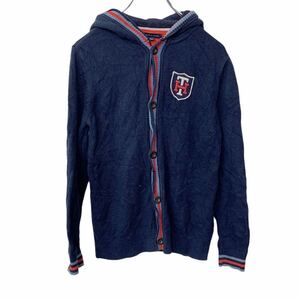 TOMMY HILFIGER ニットパーカー XLサイズ トミーヒルフィガー ビッグサイズ ネイビー 古着卸 アメリカ仕入 t2204-3195