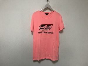 本物ディーゼルDIESEL55DSLコットンロゴプリント半袖TシャツメンズアメカジサーフミリタリーSピンク