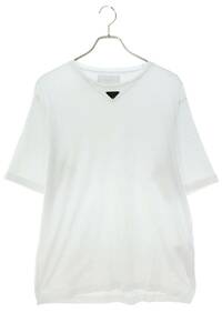 プラダ Tシャツ 23SS UJN861 サイズ:M ロゴプレートコットンTシャツ 中古 SB01