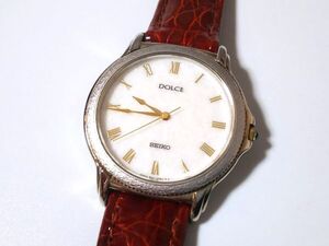 【Yi4☆】SEIKO/セイコー◇DOLCE/ドルチェ/8N41-6180/SACF009◇1992年製♂3針QZ/大理石ダイヤル/新品ベルト