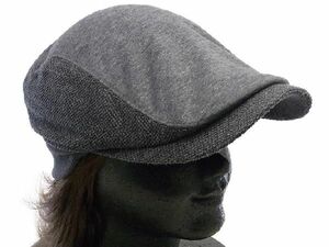 ハンチング チャコールグレー パイル 切替えデザイン ハンティング 帽子 メンズ レディース